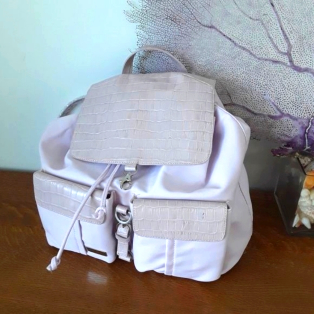 Periwinkle leather & nylon Italian backpack